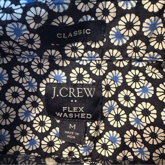 J Crew Flex Washed Floral Button Front Shirt Men Medium Daisy Navy Blue(K) - Picture 4 of 7